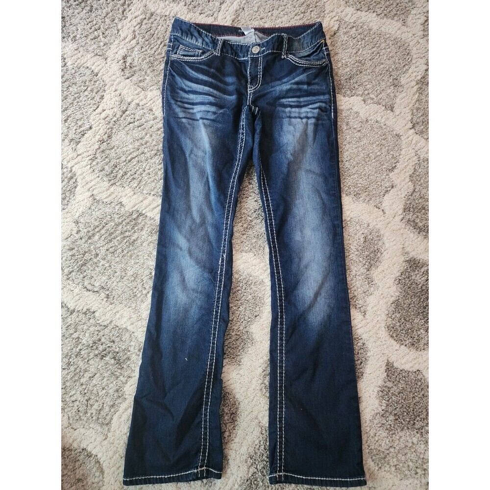 Maurices Jeans Womens Medium Blue Dark Wash Embroidered Stretch - Picture 1 of 7